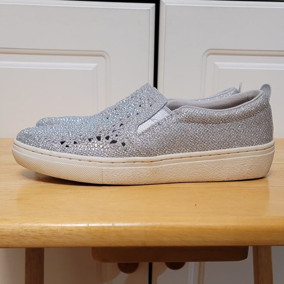 Skechers Silver Iridescent Sparkle Stud Rhinestone Flats - Picture 7 of 9